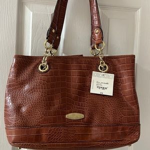 VINTAGE Liz Claiborne large purse/satchel Croc Embossed brown